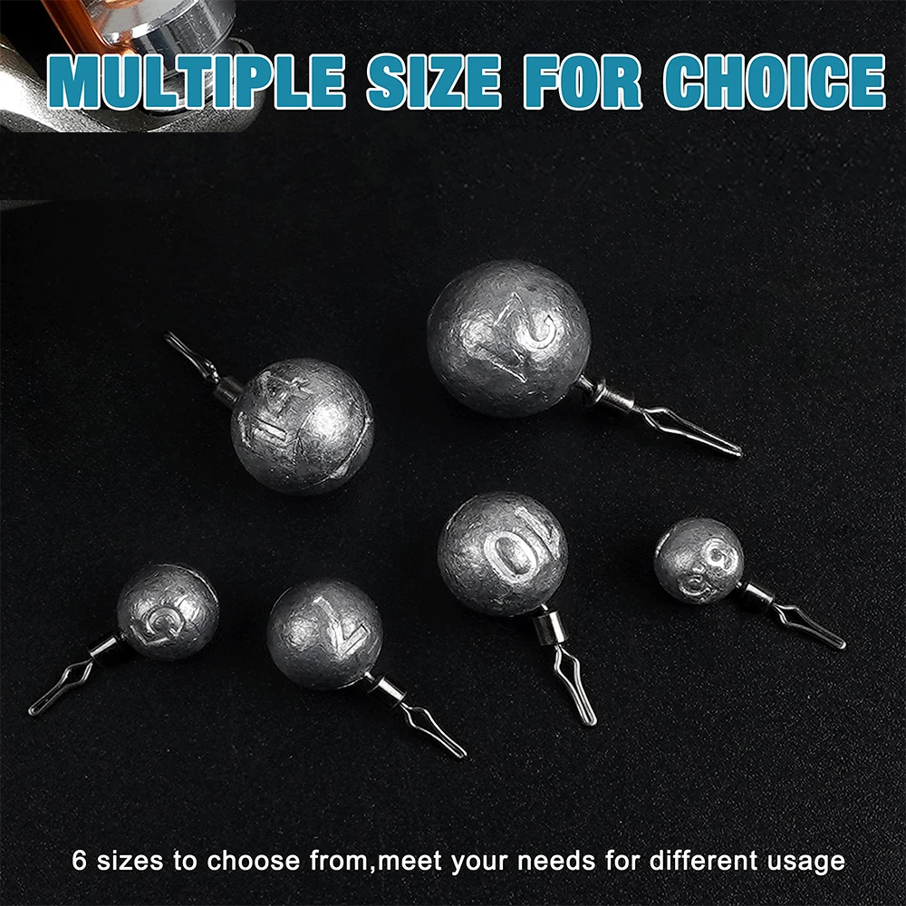 Pesas de tiro directo, pesas de pesca redondas, plomos de bola de fundición de lubina, plomo de bola de cañón extraíble para aparejos de aparejo de tiro directo - imagen 4