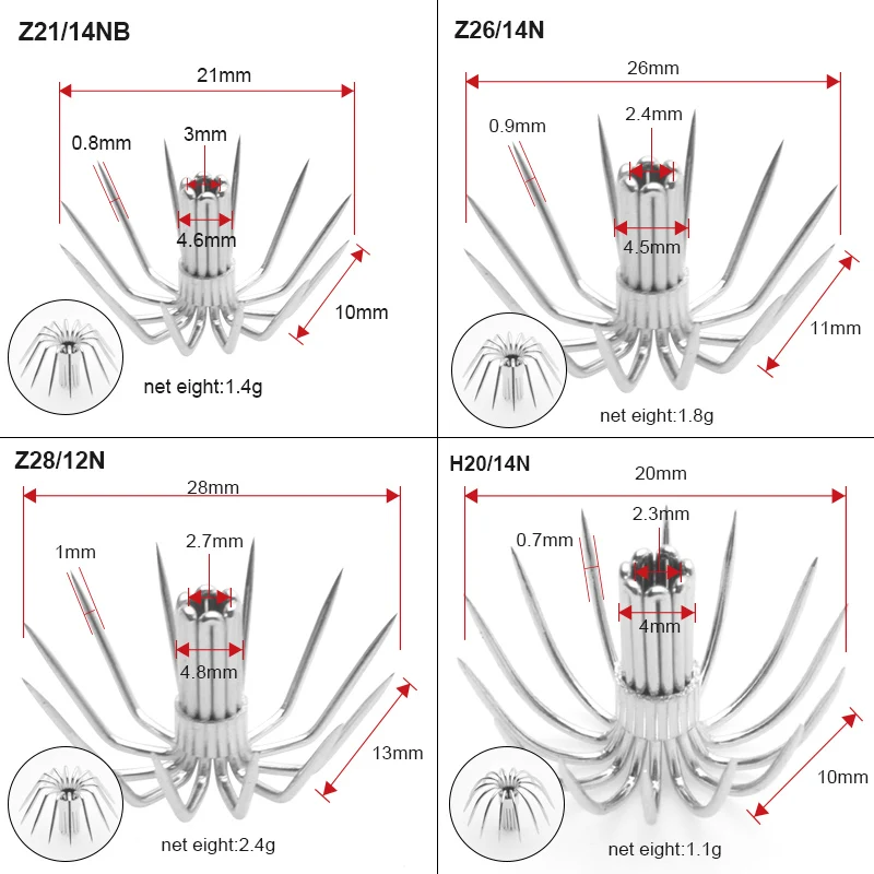 10 Uds. De anzuelo de paraguas de acero inoxidable, anzuelo de calamar, anzuelo de pesca grande, anzuelo sellado antiagua de mar con múltiples garras, hoo de calamar - imagen 5