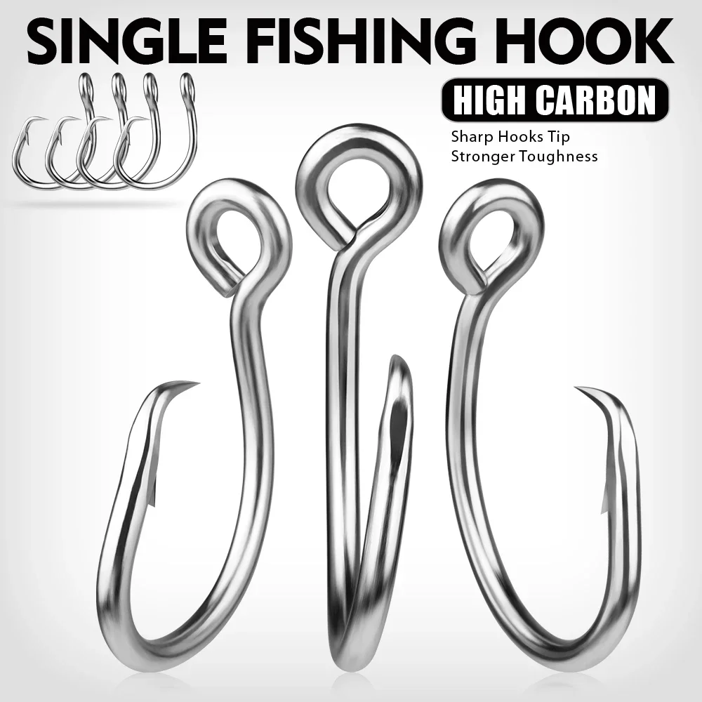 Ganchos circulares de atún de acero inoxidable, gancho de agua salada para juego grande, gancho circular de vástago corto Extra fuerte 13/0-16/0, 5 uds. - imagen 3