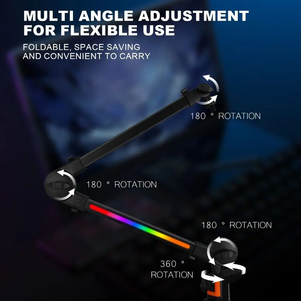 Grado profesional 360 ° Brazo de brazo de micrófono de rotación, soporte de escritorio Universal resistente, brazo ajustable, soporte de micrófono para Podcasting - imagen 5