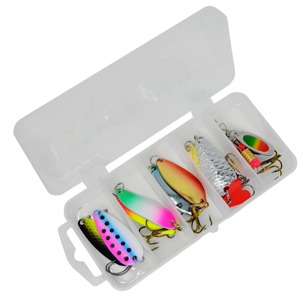 Kit de Señuelos de Pesca, cucharas coloridas, lentejuelas de rotación, señuelos artificiales, cebo giratorio, plantillas de Metal, lote de 10 piezas en oferta - imagen 4