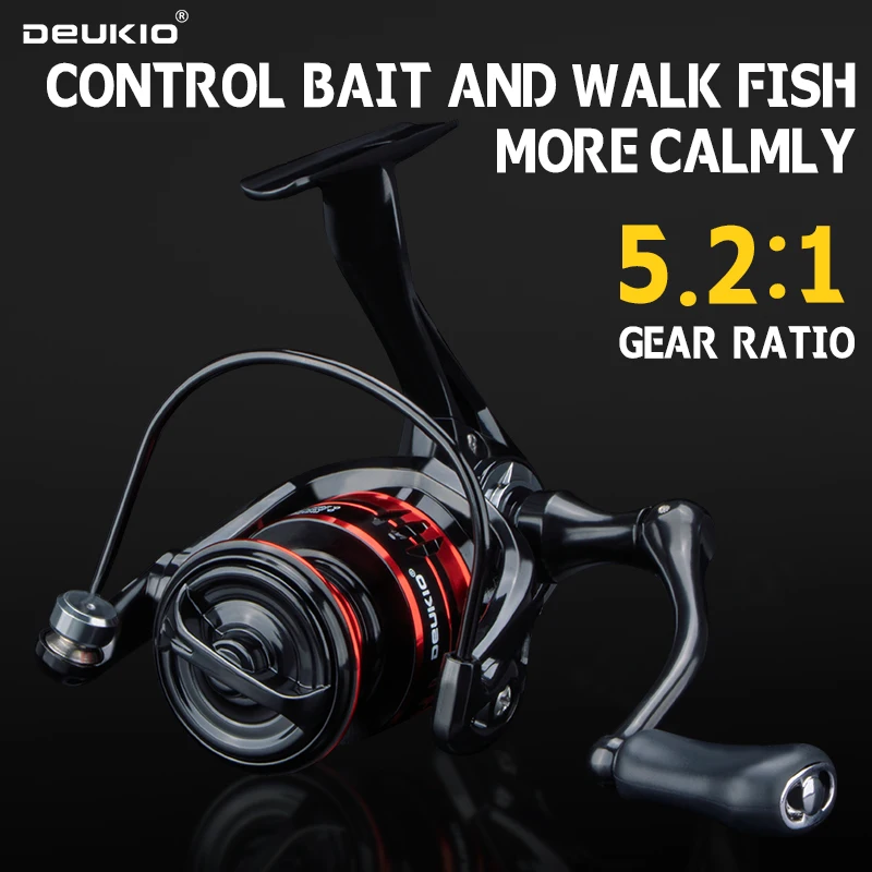 DEUKIO nuevo carrete de pesca Drag Power 6KG 5,2: 1 carretes giratorios carrete de Metal carretilhas de pesca carrete para accesorios de pesca Peche - imagen 2