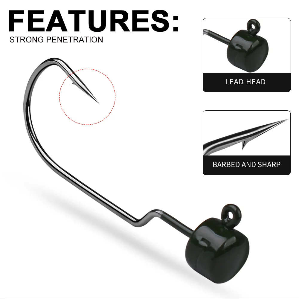 Un juego de 5 piezas, 3,5g, 5g, 7g, anzuelo con cabeza de manivela, anzuelo de pesca, señuelo Jig, cebo duro, gusano blando, anzuelo Jig para pesca - imagen 4