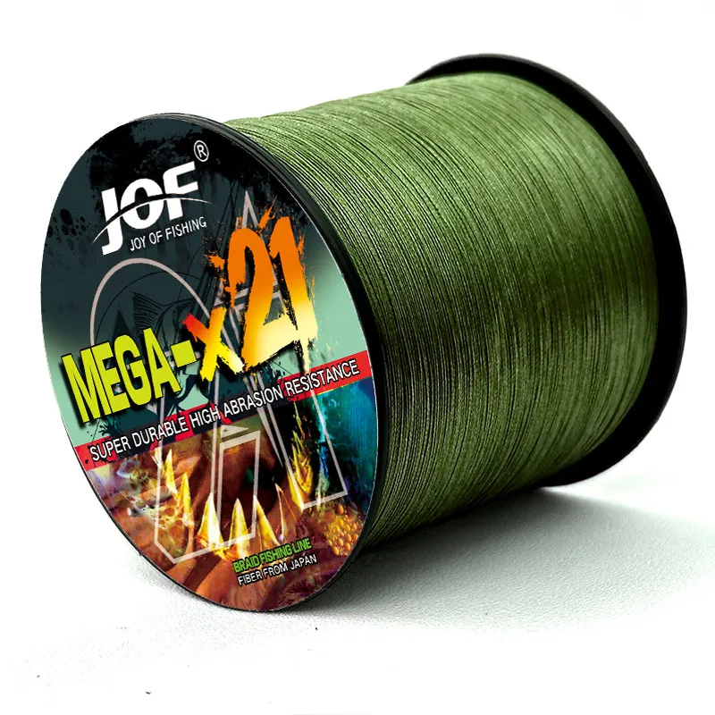 Línea de pesca trenzada de PE de 21 hebras JOF, suave, resistente al desgaste, línea principal, línea duradera de alta visibilidad para agua dulce/agua salada