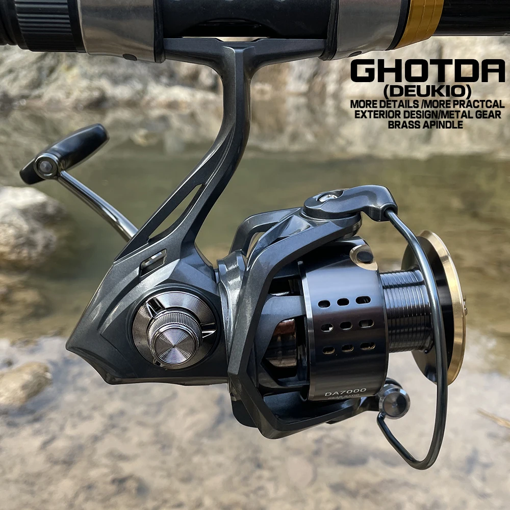 Carrete giratorio fuerte, potencia máxima de arrastre de 15KG 2000-7000 5,2: 1 4,9: 1, aparejos de pesca para trucha, Peche, Lucio, Zander - imagen 4