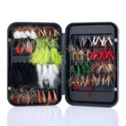 Goture 64/80 Uds insectos moscas Señuelos de Pesca con mosca libélula cebo Topwater moscas secas trucha manivela Artificial gancho insectos señuelo kit