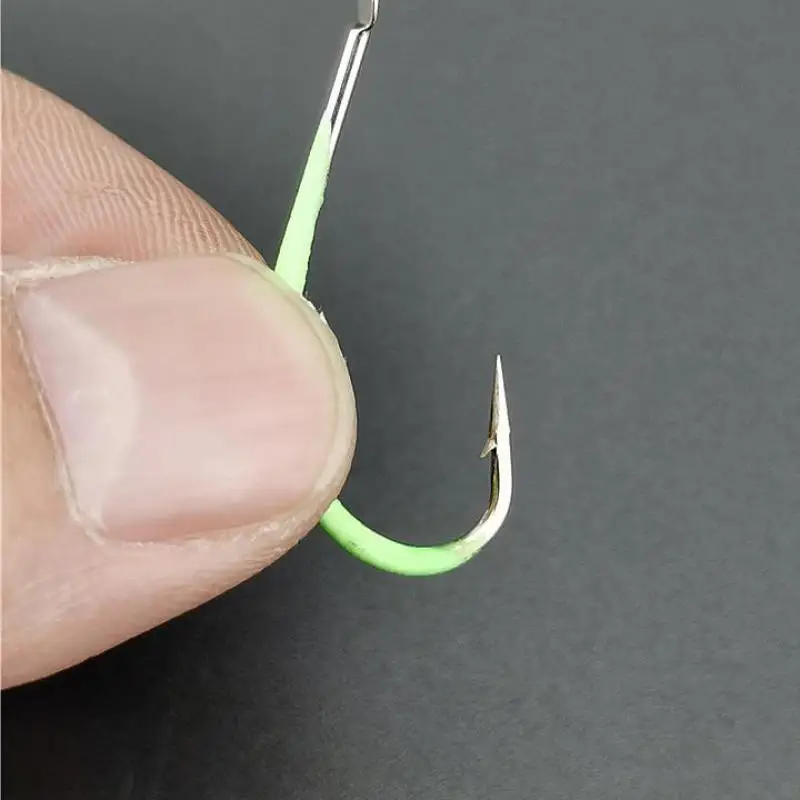 Anzuelo de Pesca de acero con púas, anzuelos luminosos de alto carbono, forma anular inoxidable, accesorios para Pesca, 10 unids/lote, 9 #-18 # - imagen 4