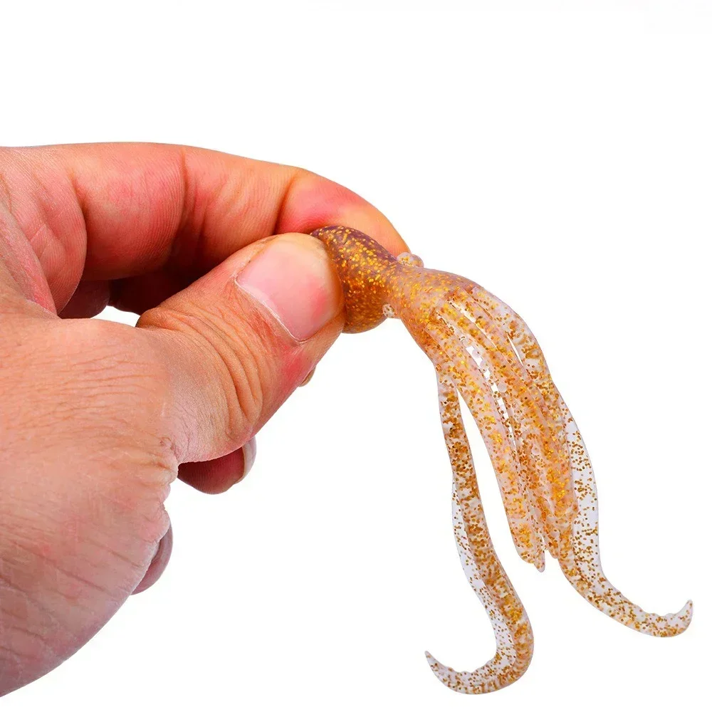 5 unids/set Jig Wobblers cebo suave de silicona gusano pulpo Señuelos de pesca 10cm 4,8g camarones hundimiento giratorio Twintails pesca en el mar - imagen 4