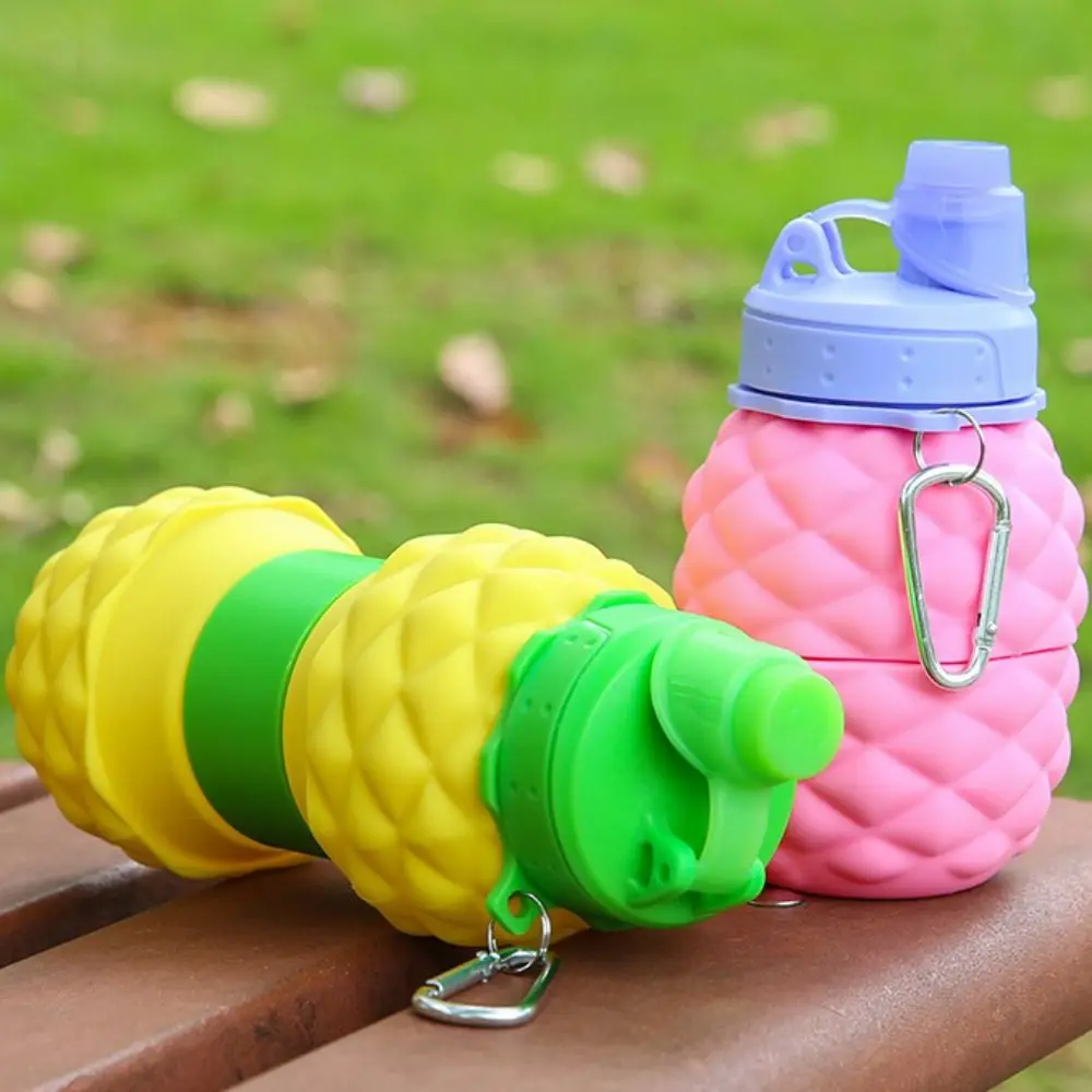 Botella deportiva de piña con forma de fruta, botellas de agua retráctiles de silicona plegables, piña resistente a altas temperaturas - imagen 2