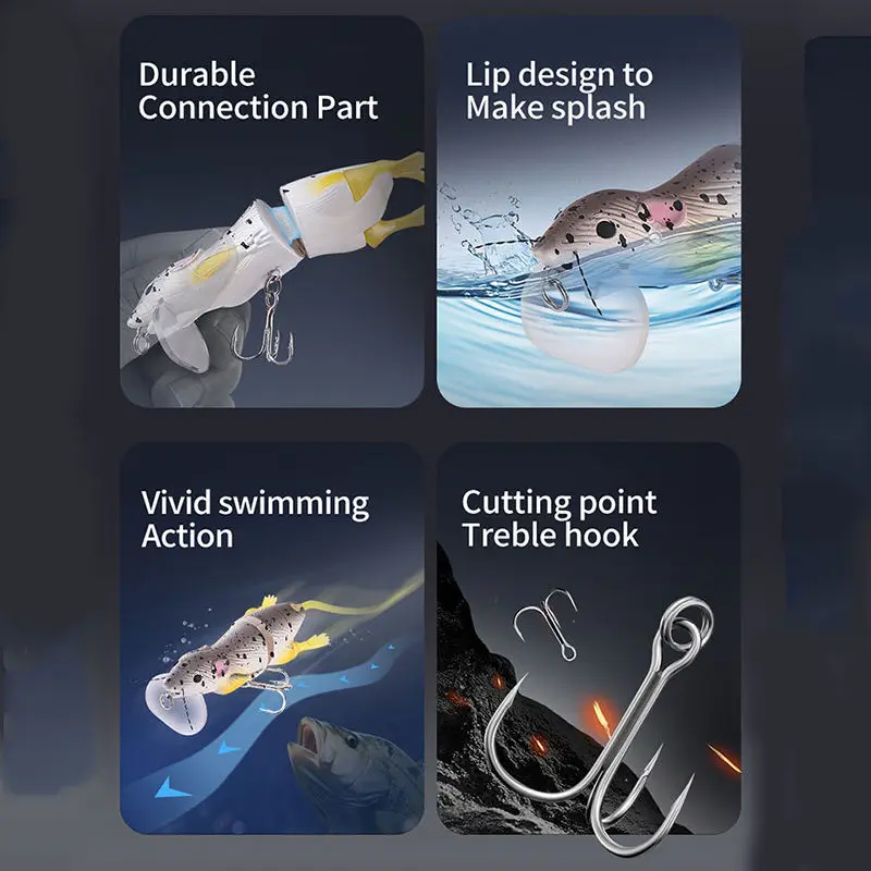 WEIHE, 1 unidad, g, 8cm, 5 colores, pesca Artificial, cebo duro para ratón, señuelo flotante de 2 secciones para pececillos, cebo de plástico duro multiarticulado Wobble - imagen 3