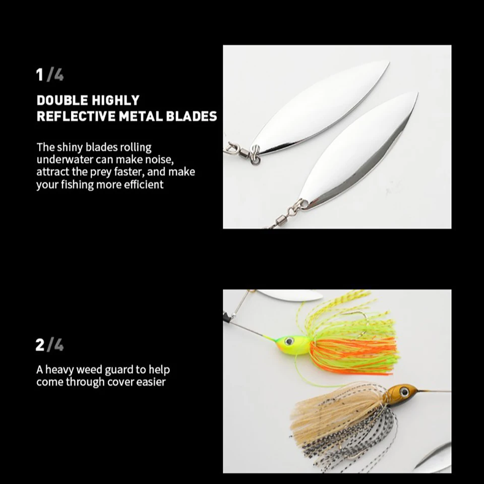 WALK FISH-cebo giratorio de 50g, señuelo de pesca Swimbait para lubina, tamaño grande, doble hoja, plantillas de cebo giratorio, cebo de pesca de alta calidad - imagen 4