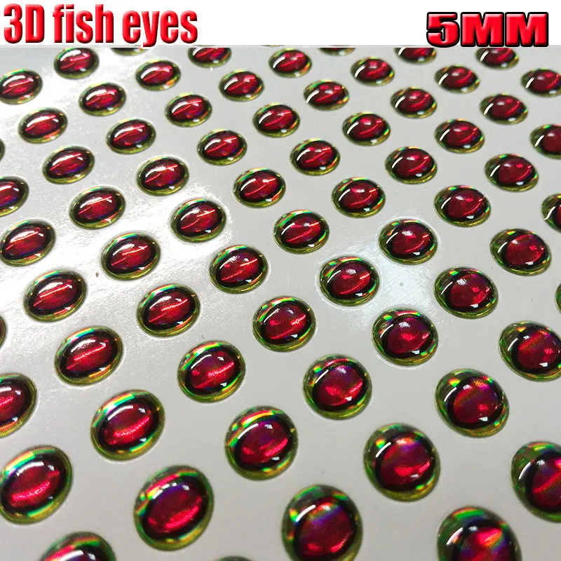 Detalle de ojos 3D con efecto de profundidad aplicados sobre diferentes señuelos
