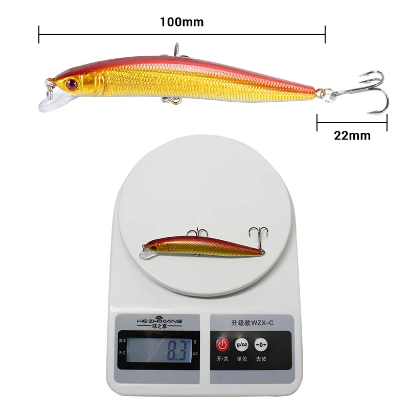 8,2g 10cm 10 colores cebo duro Minnow Señuelos de Pesca Peche Bass Trolling cebo duro Artificial Crankbait aparejos de pesca de carpa - imagen 5