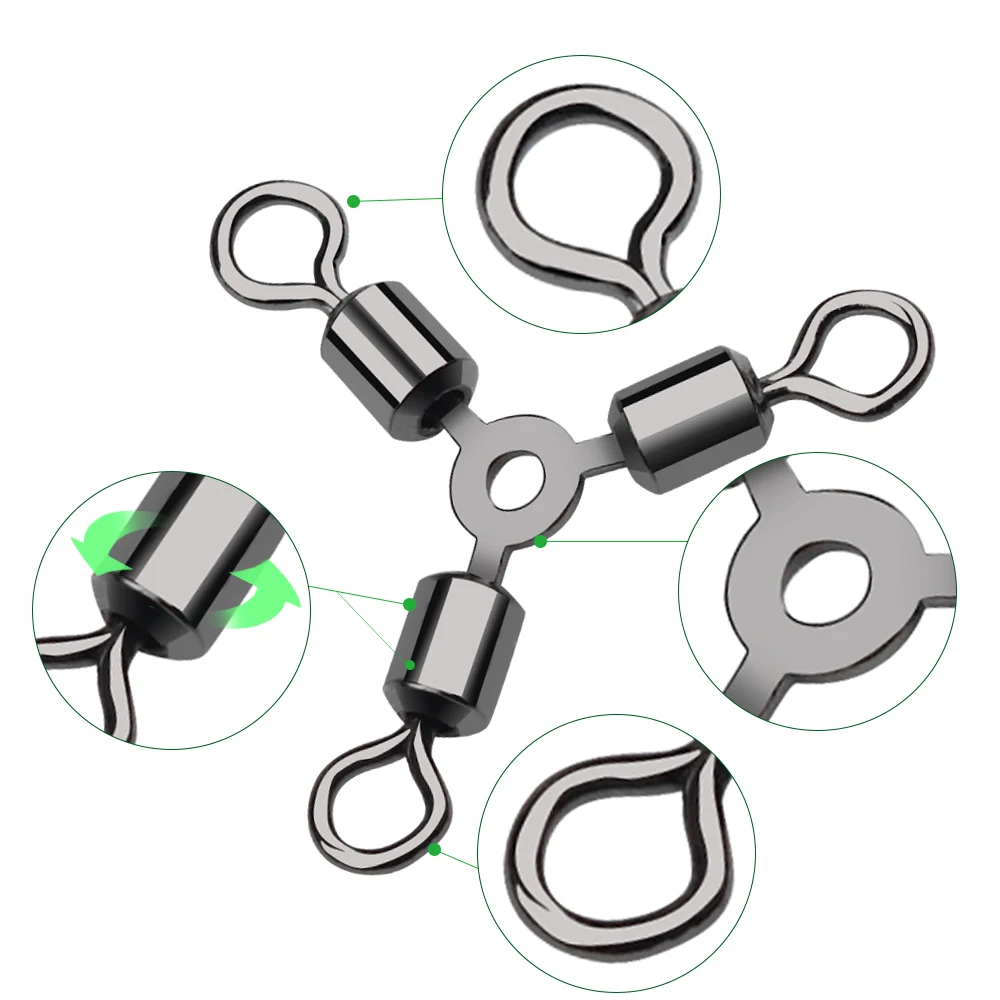 Conector giratorio latón de tres vías anzuelo pesca - imagen 5