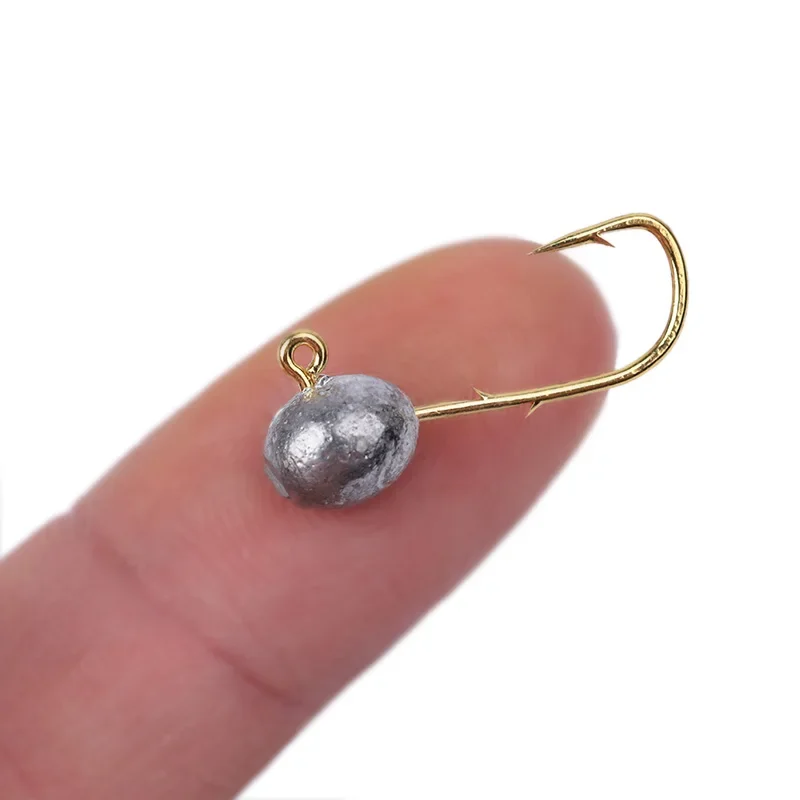 OUTKIT-Mini anzuelo con cabeza de anzuelo, 4X fuerte, pez roca, cabeza de plomo expuesta, anzuelo de púas, trucha, señuelo de gusano suave, aparejos de pesca, 10 Uds. - imagen 2