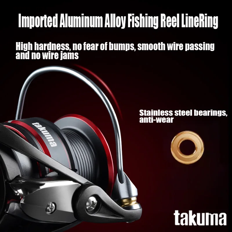 Carrete giratorio TAKUMA 2024 P1 + 5,2: 1/6,2: 1 165-216g 8 + 1 Material de nailon reforzado carrete de pesca con arrastre de acero inoxidable - imagen 3