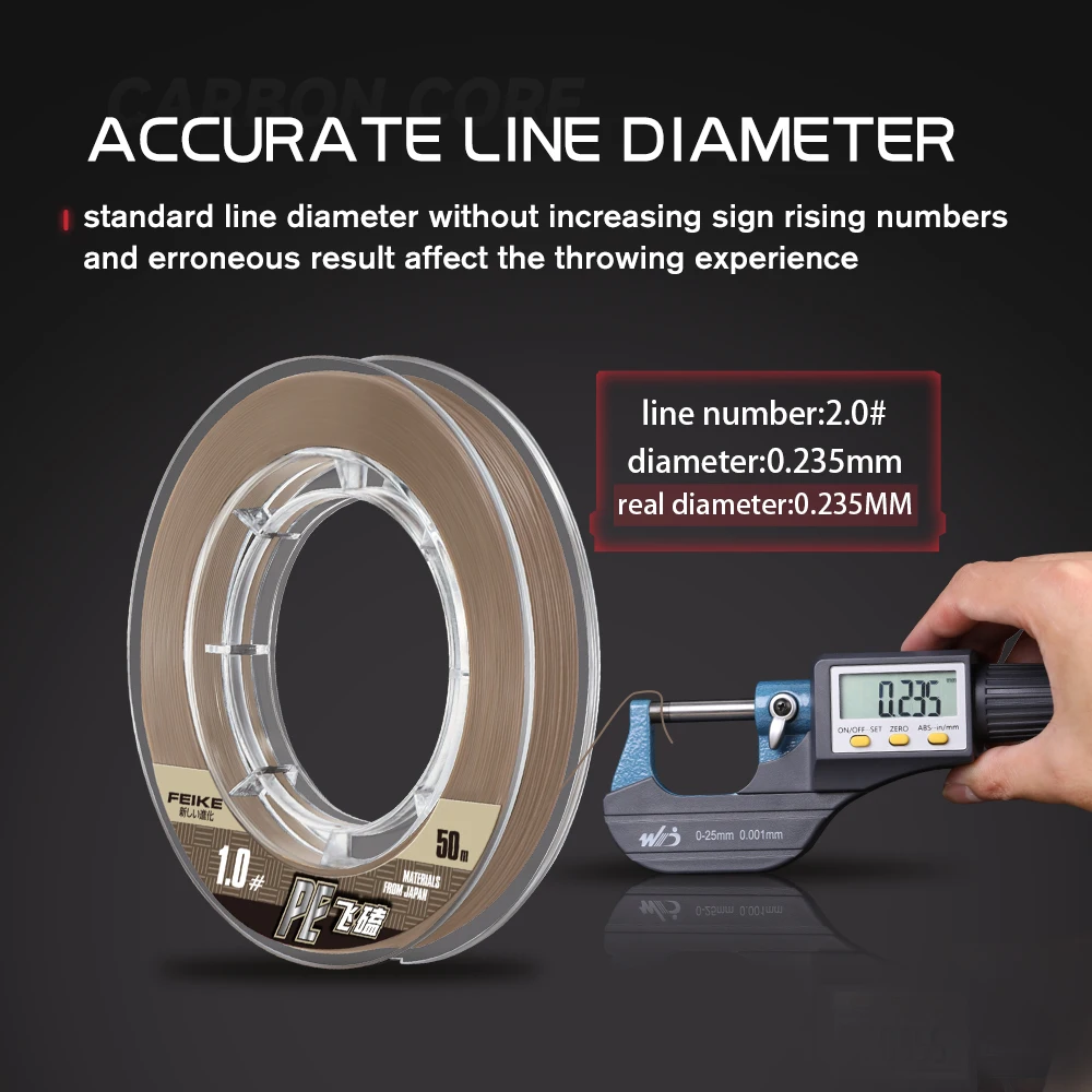 ZUKIBO-sedal de pesca trenzado marrón de 4 hebras, multifilamento de 50M para pesca de carpa, alambre trenzado japonés X4, accesorios de pesca, línea de PE - imagen 4