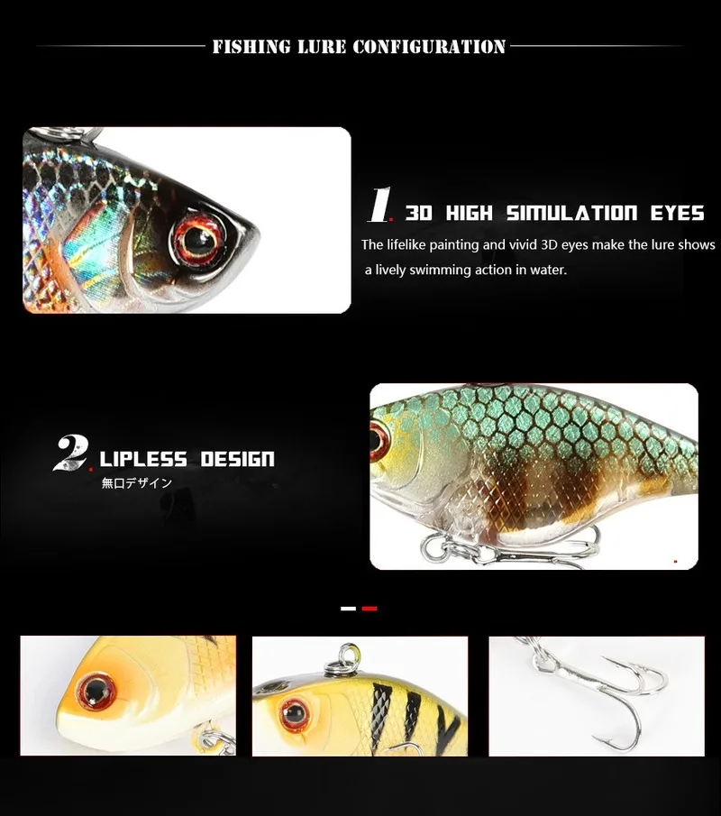 1 Uds. Señuelos duros VIB cebo de pesca anzuelos triples hundimiento Crankbait Wobber aparejos de pesca 4,6g 4cm - imagen 5