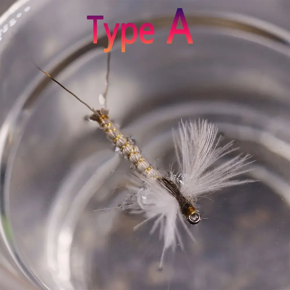 8 Uds CDC ala de plumas mayfly mosca seca Grizzly sillín Hackle mayfly flotante mosca seca Rocky River trucha pesca moscas cebo señuelo - imagen 5