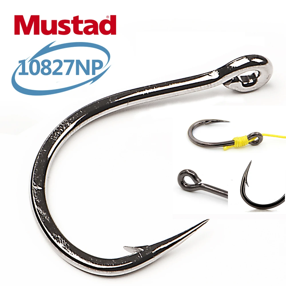 Mustad 10827 HOODLUM anzuelo de pesca individual, anzuelos de ojo grande de acero de alta precisión en carbono para accesorios de cebo, tamaño 1/0-12/0 - imagen 5