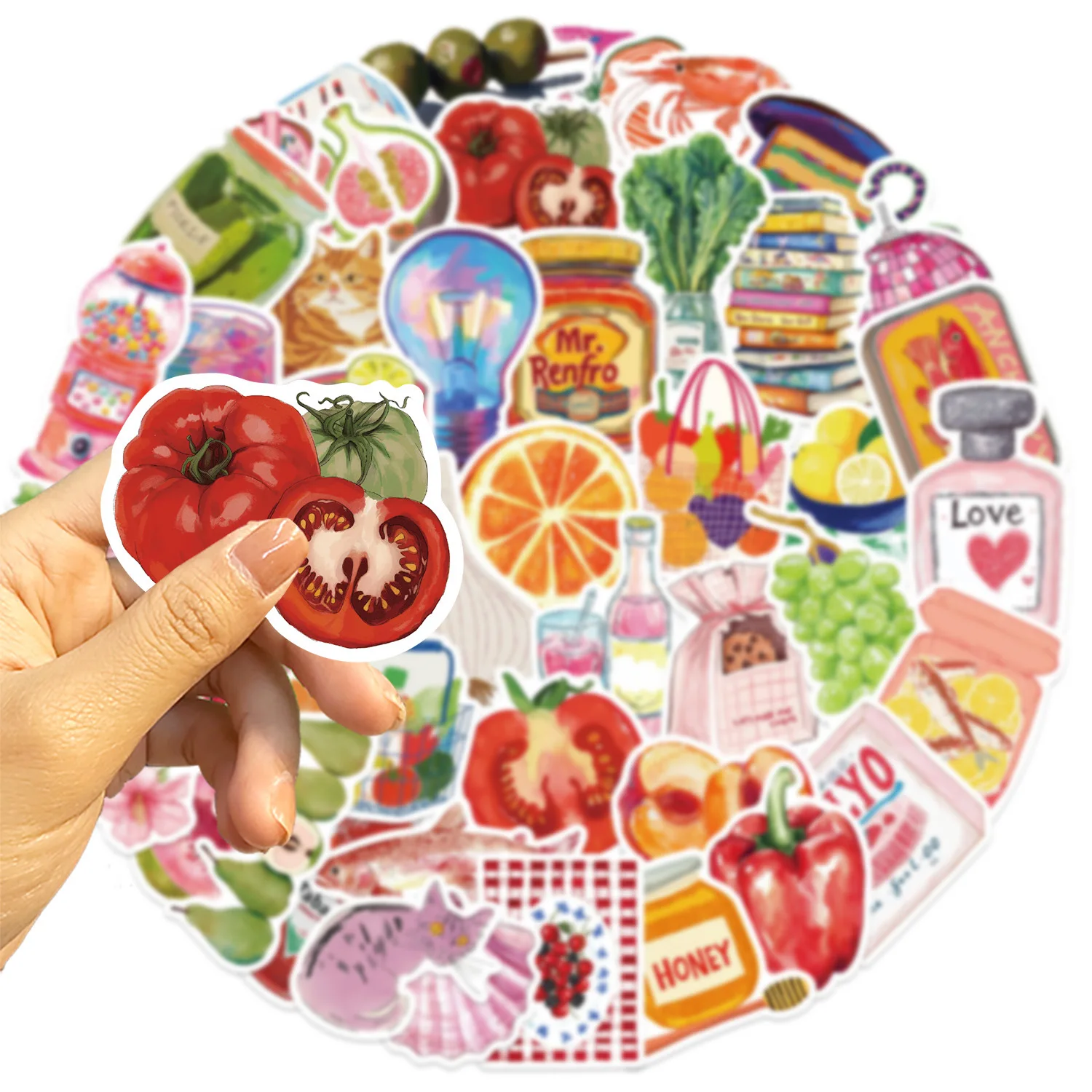 50 Uds. Pegatinas estéticas de arte de tomate mediterráneo para ordenador portátil Graffiti habitación monopatín impermeable Scrapbooking pegatinas para teléfono - imagen 5