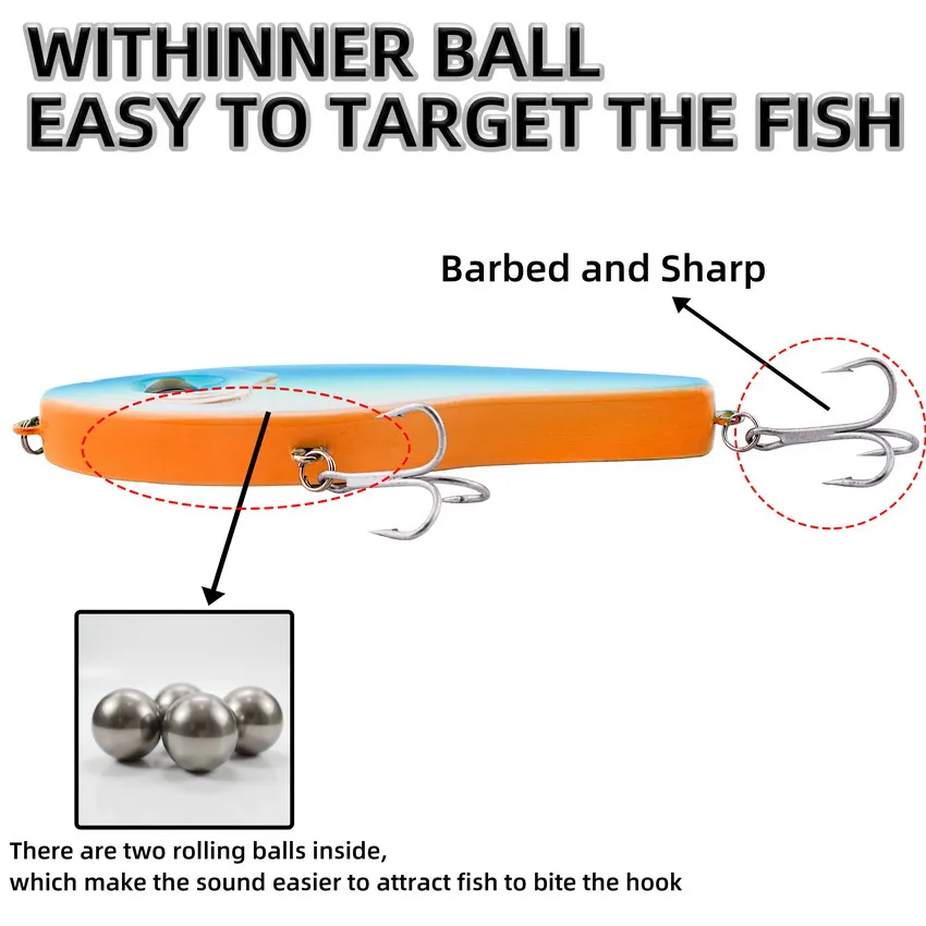 1 Uds. Señuelo de pesca VIB grande 14,5 cm 53,5g cebos artificiales duros de hundimiento lento para accesorios de pesca de invierno - imagen 5