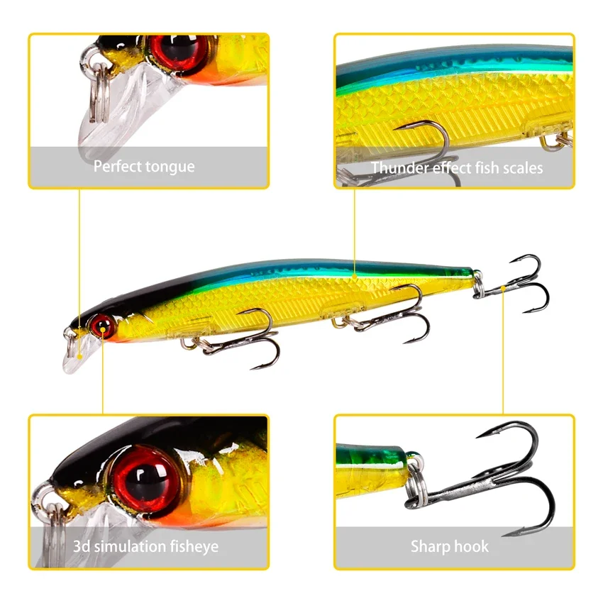 1 Uds Swimbaits Bass Big Fish Crankbaits señuelo de pesca 110mm 12g Wobblers flotantes que se hunden para Lucio Minnow señuelo aparejos de pesca - imagen 3