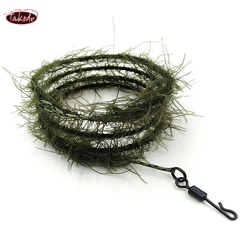TAKEDO 5M disfraz de algas marinas PE línea trenzada malezas carpa línea núcleo de plomo camuflaje línea de pesca para pesca de carpa - imagen 3