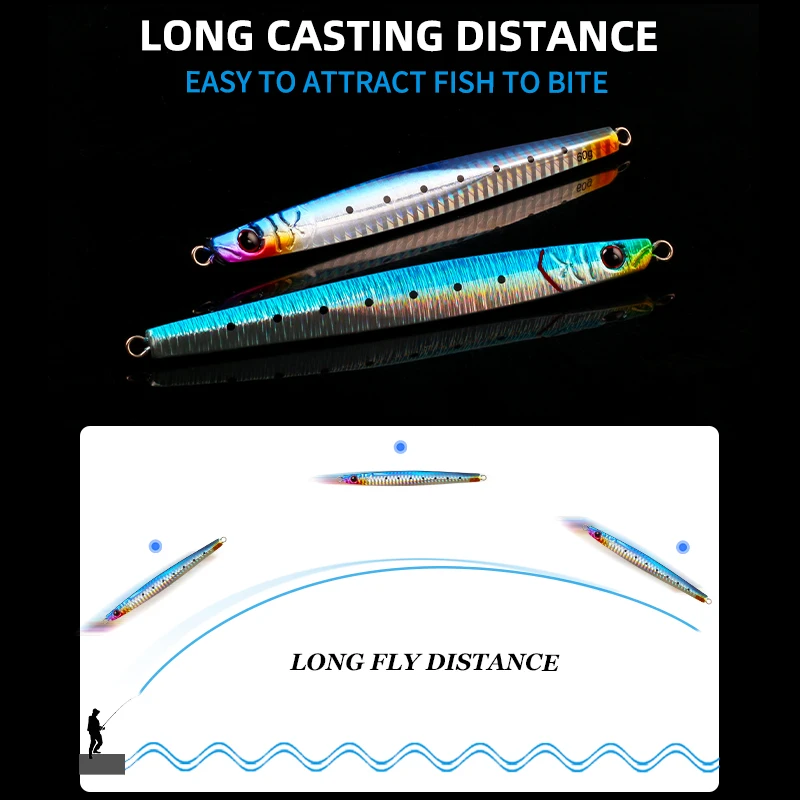 Plantilla de Metal de trabajo mágico, 40g, 60g, señuelos de Jigging de fundición a tierra, señuelo de pesca de lubina, cebo Artificial, aparejos de pesca de trucha, cebos de perca - imagen 5