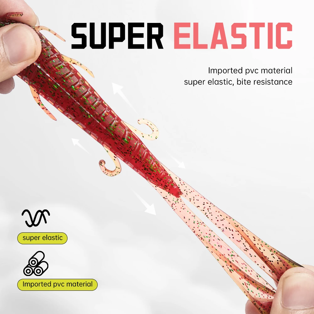 SOLOKING 6 unids/lote señuelo suave de plástico 9,3g 89mm cebo de gusano gordo cola doble T agregar señuelo atractivo para pesca de lubina - imagen 5