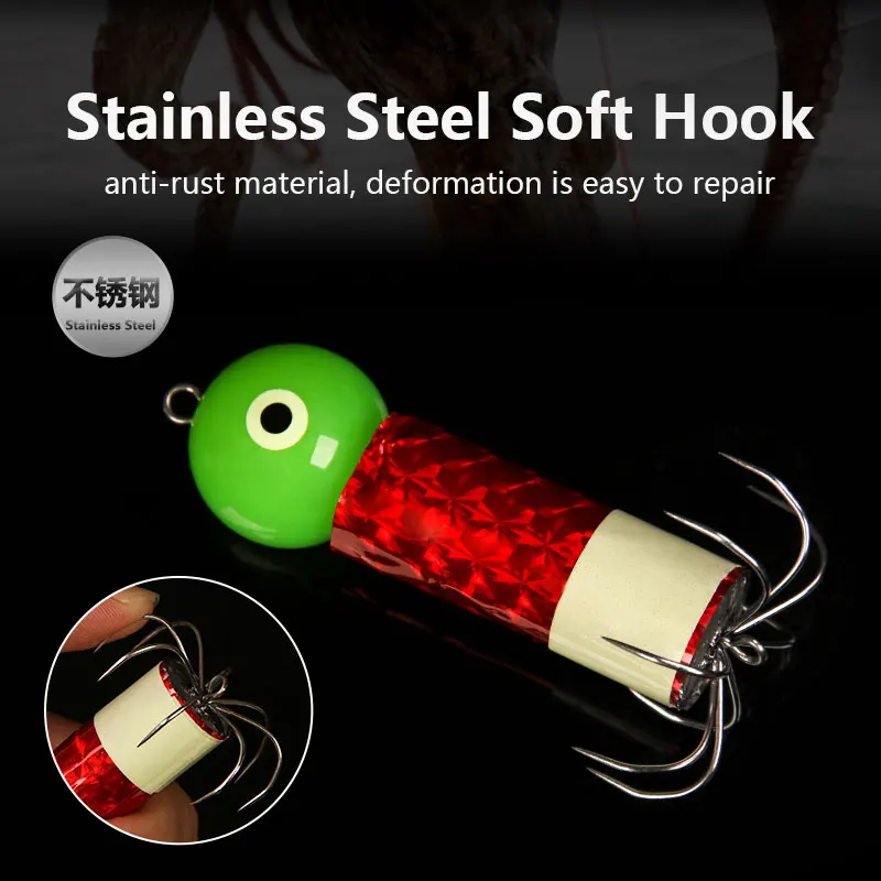 LETOYO-Juego de señuelos de pulpo individual doble, 100cm/140cm, Webfoot luminoso, señuelos de pulpo, plantilla de calamar, cebo Artificial, pesca de pulpo - imagen 4