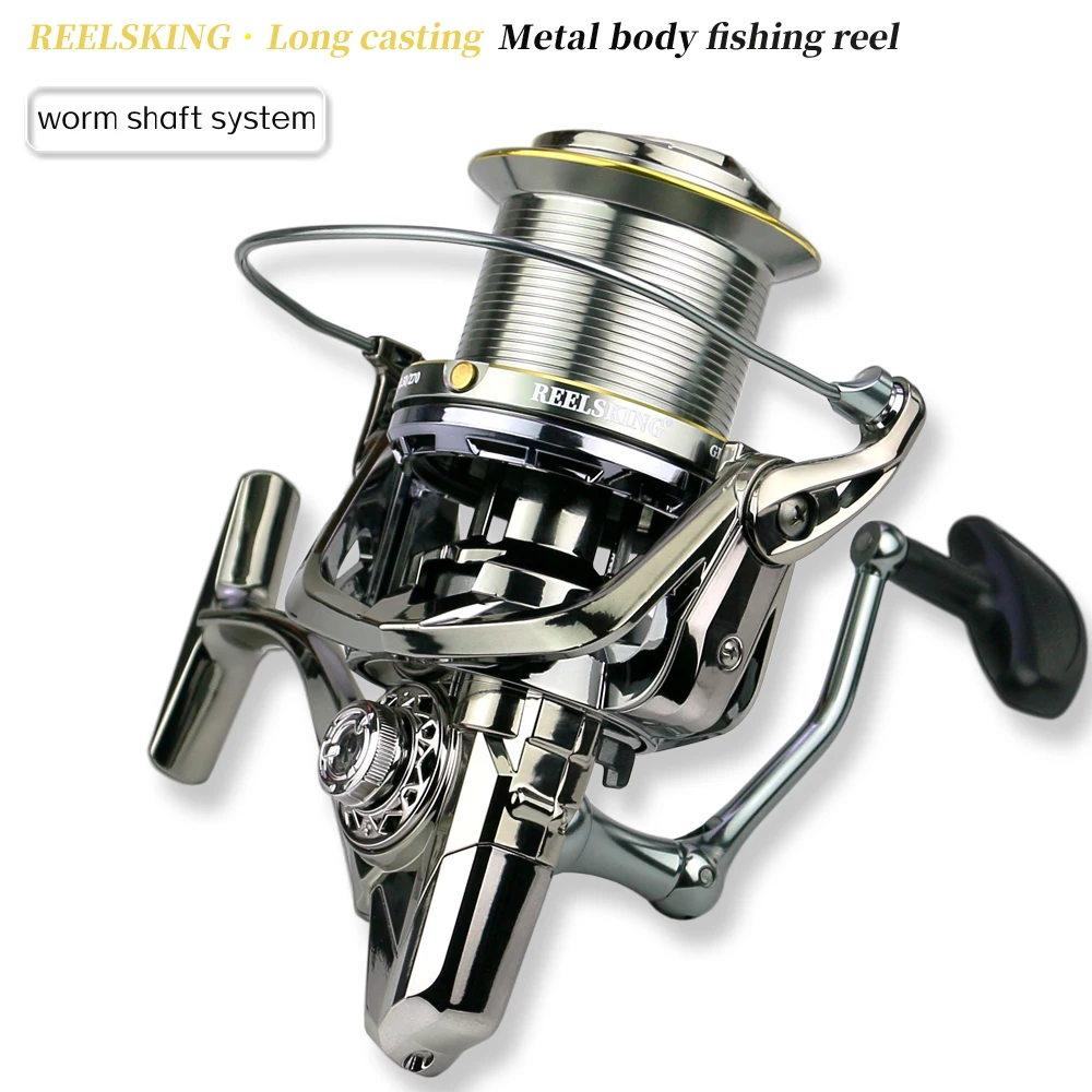 Carrete de pesca giratorio de mar, alimentador de juego grande, rueda de Surfcasting, serie 9000, 10000, 12000, arrastre de 20KG, velocidad 4,7: 1, Metal completo, agua salada - imagen 4
