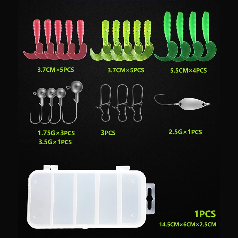 Señuelo Artificial suave de gusano, anzuelo de cabeza plomada, 5,5 cm, 1,7g, 3,5g, isca Perch, proteína, equipo de Pesca, 23 piezas - imagen 5