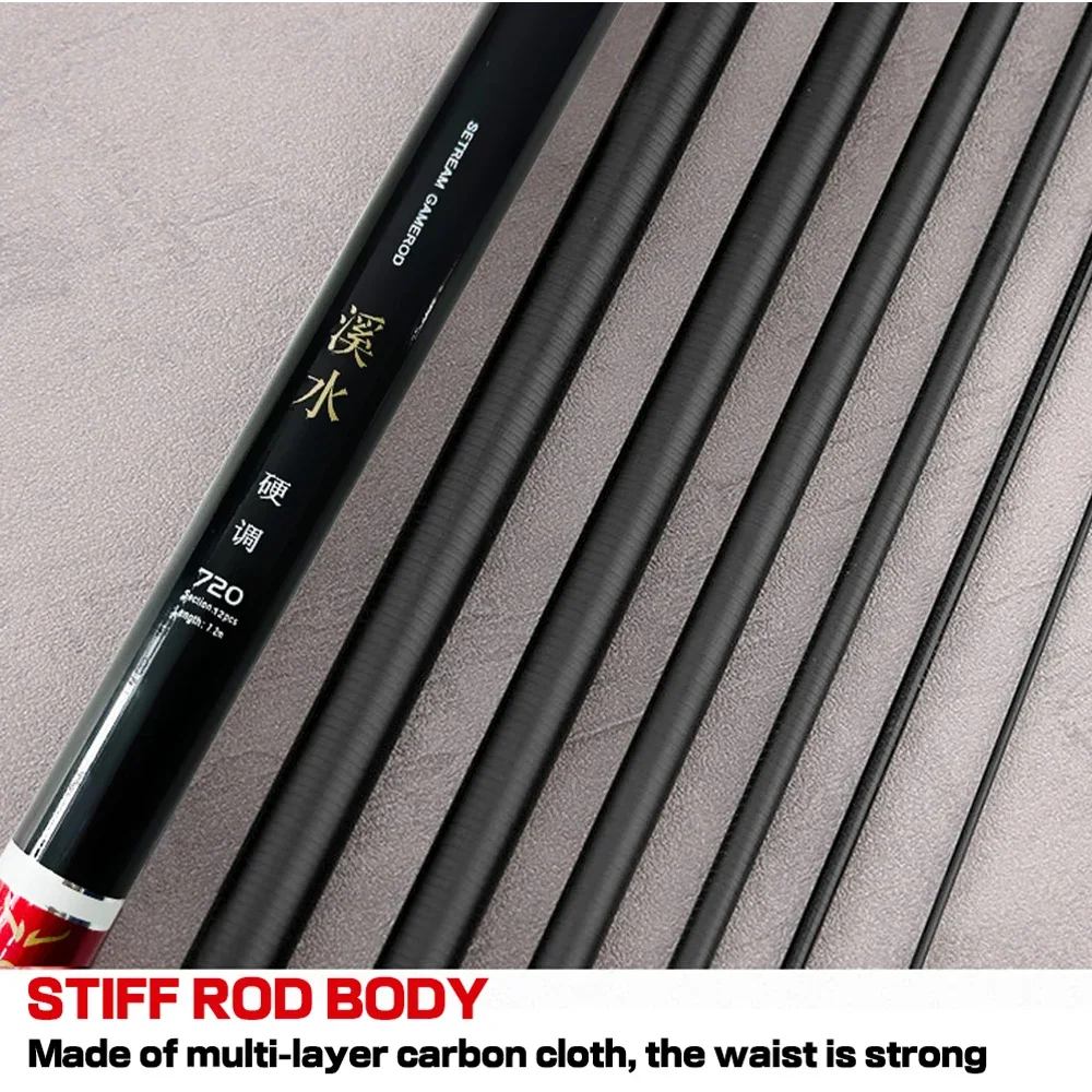 Caña de pescar de mano ultraligera, aparejo telescópico de fibra de carbono, 3,6 M, 4,5 M, 5,4 M, 6,3 M, transmisión superdura de agua dulce - imagen 5