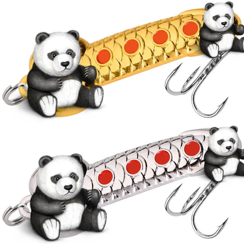 Señuelo de pesca de Metal, 5g, 7g, 10g, 15g, 20g, cebos con cuchara de Panda, cebo de pesca duro, anzuelo triple, señuelos combinados, lubina, trucha, salmón - imagen 2