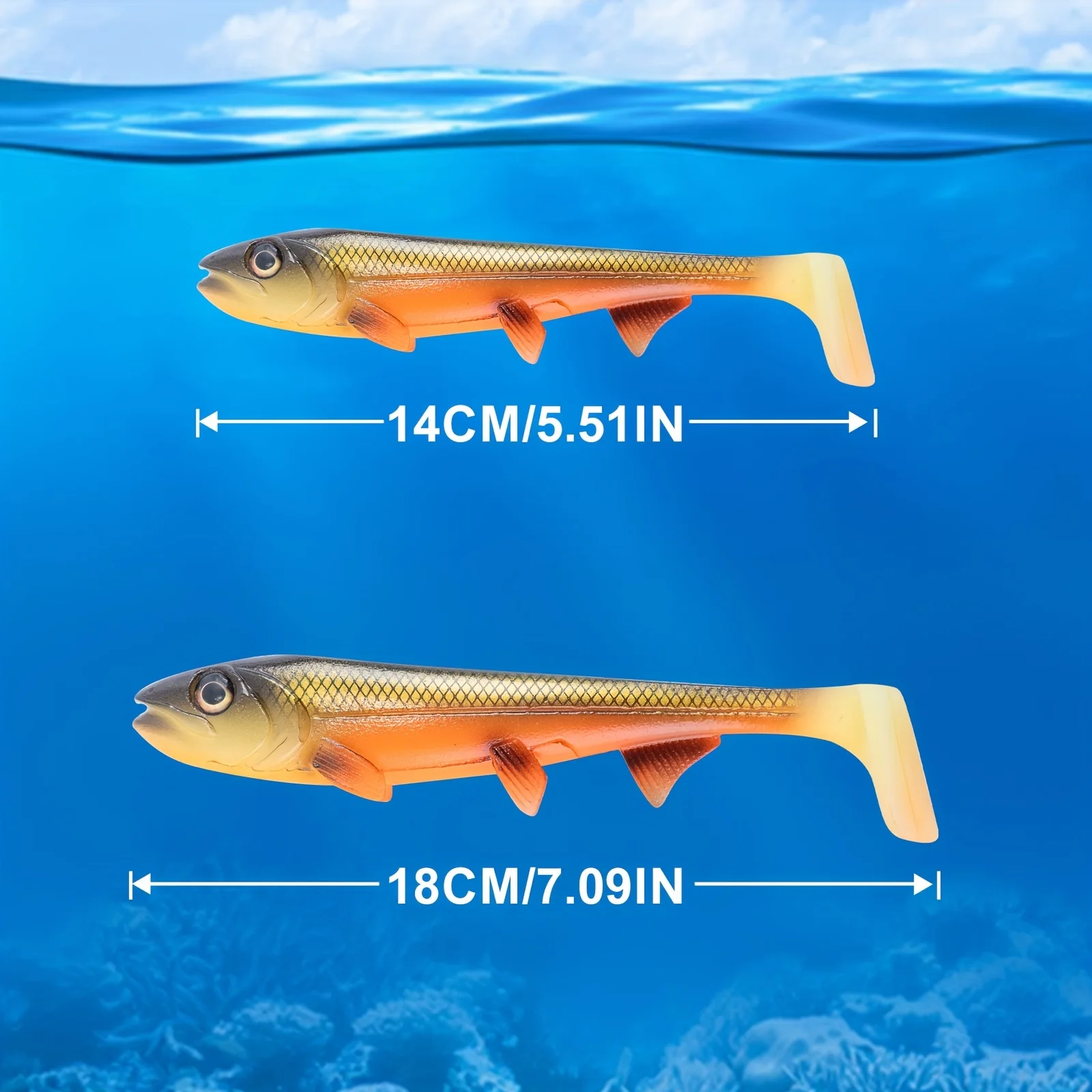 Señuelo blando Goture Shad Pike tipo Swimbait cola cuadrada para lucio y perca
