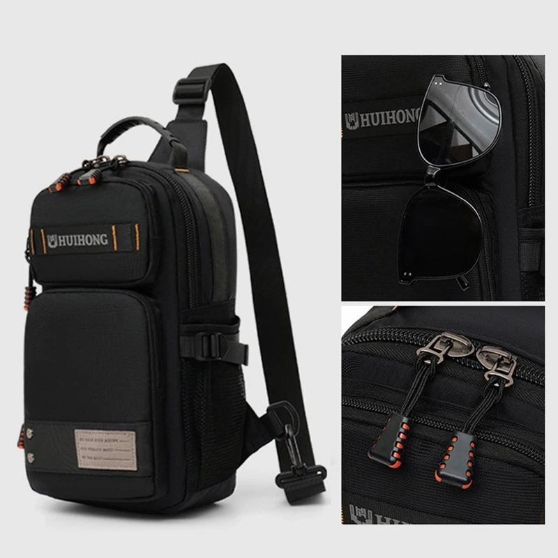 Mochila individual de pesca para hombre, organizador de señuelos de peces, bolsa de almacenamiento para el pecho, bolsa para aparejos de ciclismo y senderismo al aire libre, riñonera grande para caza - imagen 5