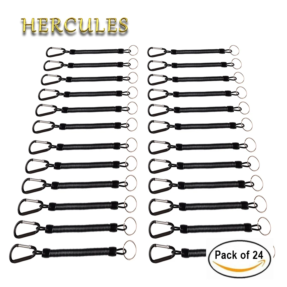 24 Uds cuerdas de cordón de pesca cuerda en espiral de plástico retráctil negro cuerda de seguridad accesorios de pesca plástico retráctil - imagen 5