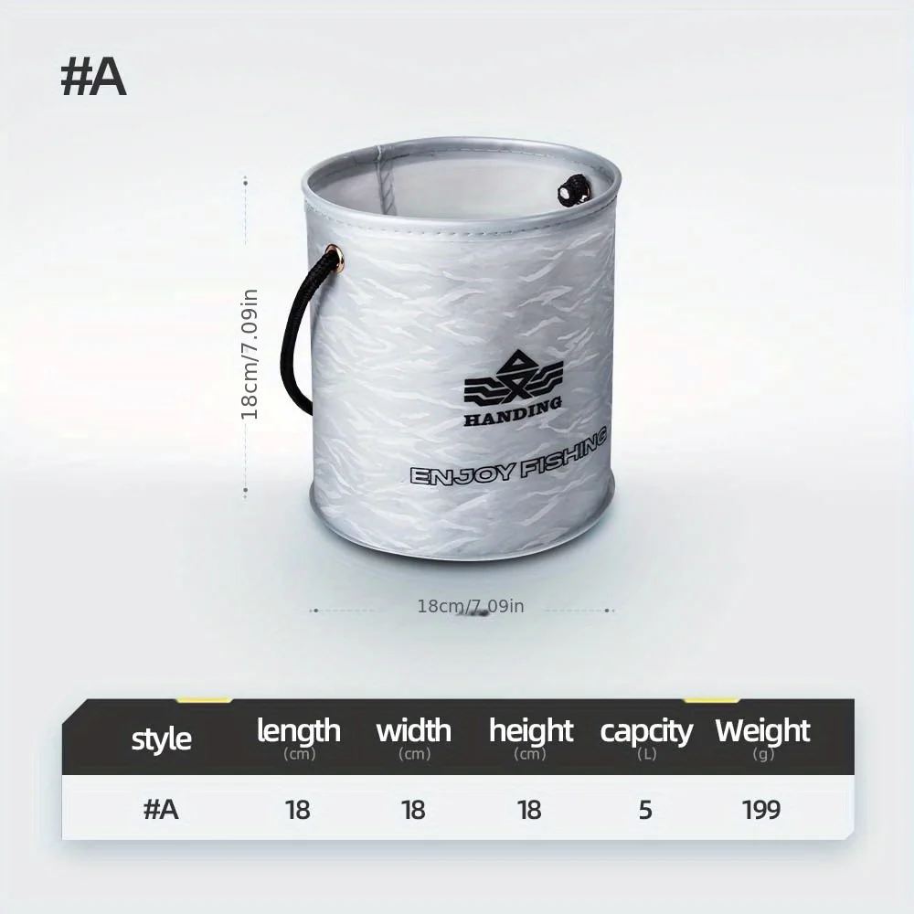 Cubo de pesca portátil de 10L, cubo de agua para acampar, viajar, senderismo, pesca, navegación, jardinería con cuerda de 177,17 pulgadas - imagen 3