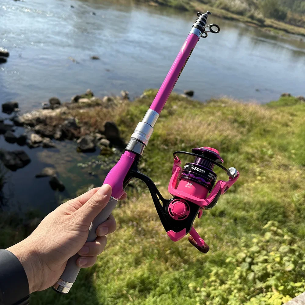 Combo de caña de pescar y carrete, 1,5 m, 1,8 m, 2,1 m, 2,4 m, cañas de señuelo de fibra de carbono y rueda giratoria 5,2: 1, carretes de Baitcasting para trucha - imagen 4