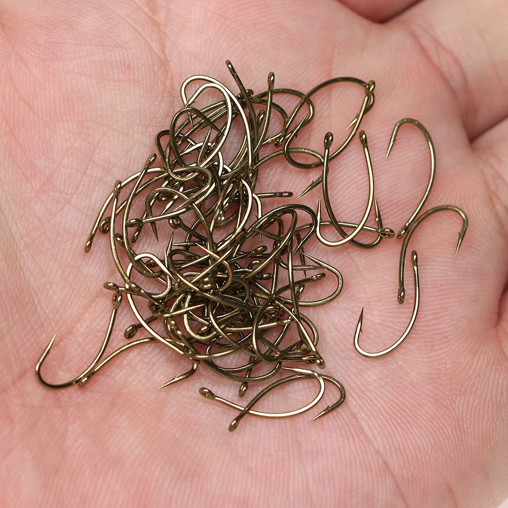 Mustad-gancho de atado de moscas, 30 piezas, acabado en bronce forjado, 1X vástago corto Caddis curvo, firma, para moscas Klinkhammer Gammarus - imagen 4