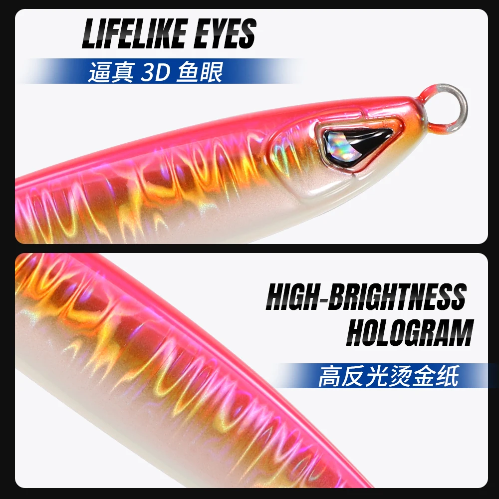 JIGGINGPRO 40g 60g 80g 100g plantillas de Metal de fundición señuelo de pesca de agua salada cebo duro pesca en mar cebo Artificial señuelo de Jigging - imagen 3