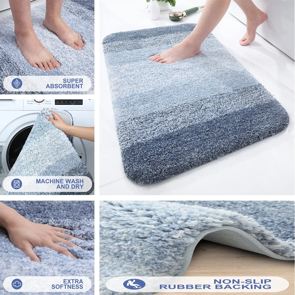 Alfombra de baño de microfibra absorbente, alfombrilla suave para pies, antideslizante, felpa, lavado seco, suelo de puerta, ducha, 40x60CM - imagen 4