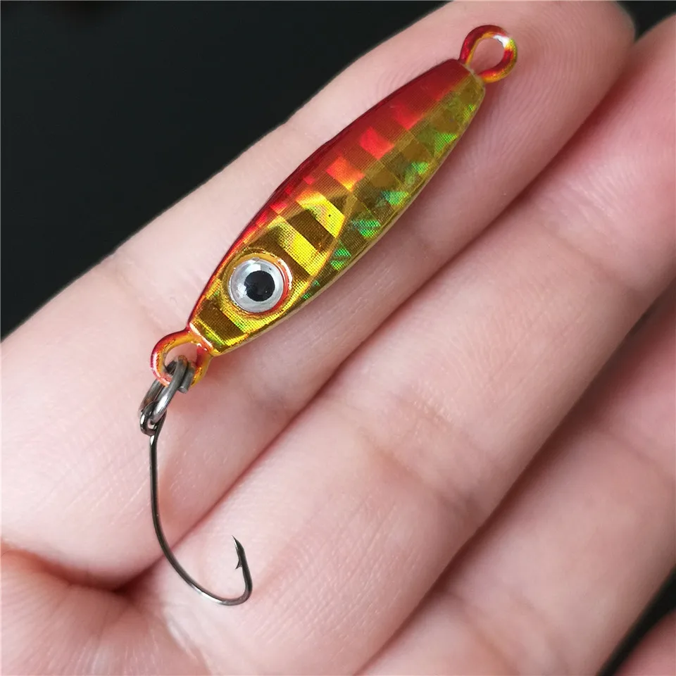 MUKUN-Señuelos de Pesca de 1 piezas, Micro Jig, 3g/6g, cebo de pesca JIgging de Metal pequeño, señuelo Artificial duro con un solo gancho, herramientas de pesca - imagen 4
