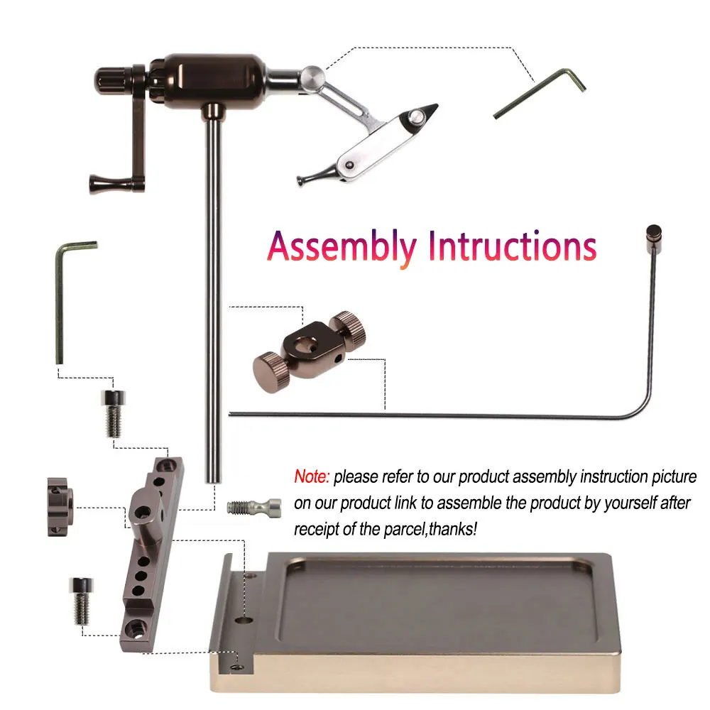 Bimoo-tornillo de atado de moscas con rotación de 360 °, anzuelos de endurecidos Seel, plantilla de señuelo de pesca, herramientas, soporte de bobina, enhebrador, látigo, tijeras de acabado - imagen 5