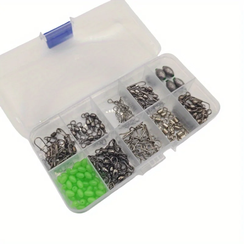 Juego de conectores de pesca de 150 Uds., spinner de cambio rápido, plomo para huevos, cuentas luminosas - imagen 5