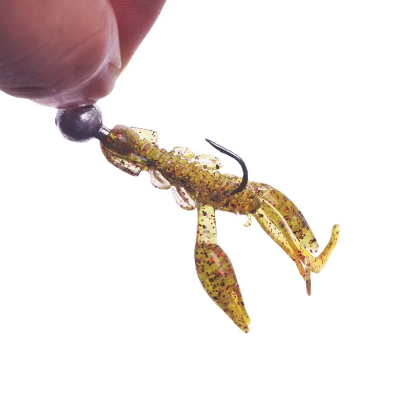Anzuelo Wobbler de silicona para pesca, cebo suave de gusano de 5cm, señuelo giratorio con olor a Camarón, lubina de mar para carpa, lote de 5 unidades - imagen 4