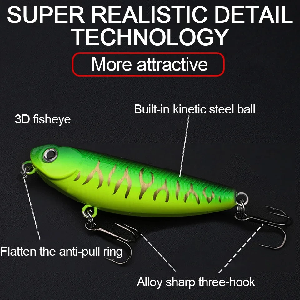 WALK FISH-señuelo de Pesca de lápiz flotante, señuelos duros de agua superior para perros, cebos Wobbler, cebo duro Artificial, aparejos de Pesca, 5cm, 5g - imagen 5