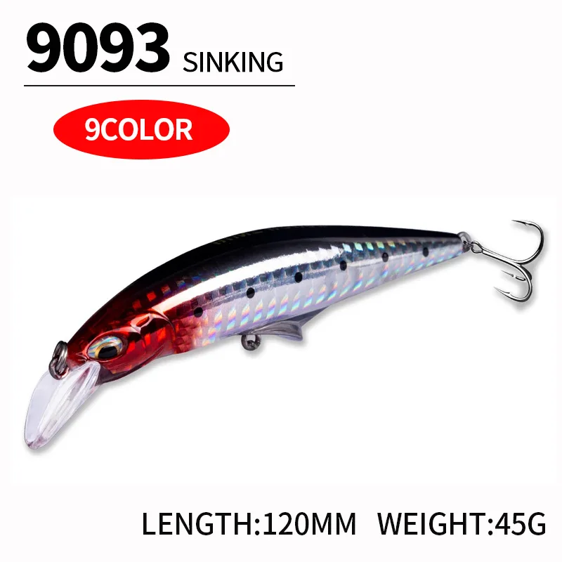 Nuevo 45g 120mm Minnow hundimiento señuelo de Pesca de plástico duro señuelo de trucha cebo Artificial Pesca Wobbler Pesca para Lucio lubina Crankbait - imagen 2