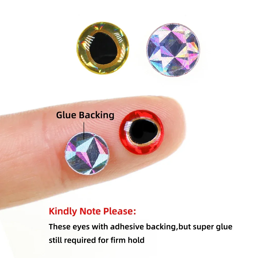 Wifreo 100 Uds 3mm -12mm holográfico 3D plástico señuelo de pesca ojos rojo dorado plateado Streamer moscas suaves duros señuelos Material DIY - imagen 5